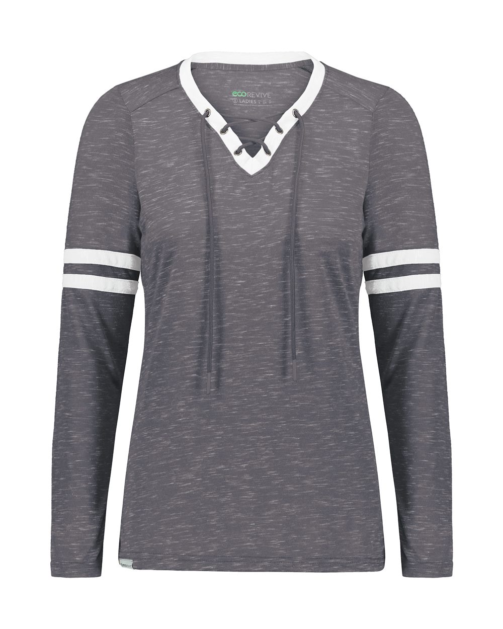 Holloway Women's Eco Revive™ Monterey Long Sleeve V-Neck T-Shirt. 223246 - Carbon Heather/ Athletic Heather
