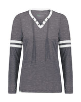 Holloway Women's Eco Revive™ Monterey Long Sleeve V-Neck T-Shirt. 223246 - Carbon Heather/ Athletic Heather
