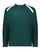 Holloway Men's Clubhouse Quarter-Zip Pullover. 229595 - Dark Green/ White