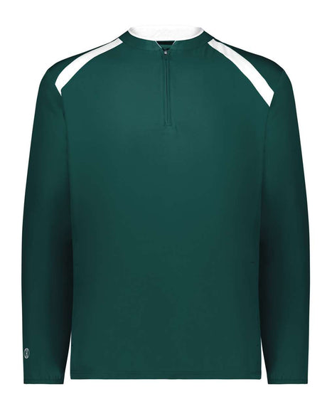Holloway Men's Clubhouse Quarter-Zip Pullover. 229595 - Dark Green/ White