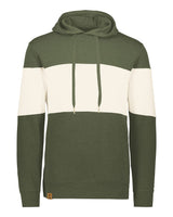Holloway Men's All-American Fleece Colorblocked Hooded Sweatshirt. 229563 - Olive Heather/ Birch