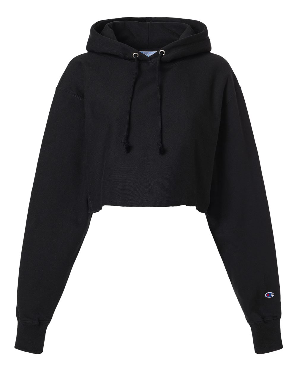 Champion Women's Reverse Weave® Hooded Cropped Sweatshirt. RW01W - Black