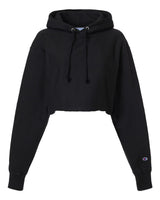 Champion Women's Reverse Weave® Hooded Cropped Sweatshirt. RW01W - Black