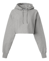 Champion Women's Reverse Weave® Hooded Cropped Sweatshirt. RW01W - Oxford Grey