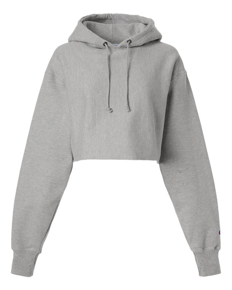 Champion Women's Reverse Weave® Hooded Cropped Sweatshirt. RW01W - Oxford Grey