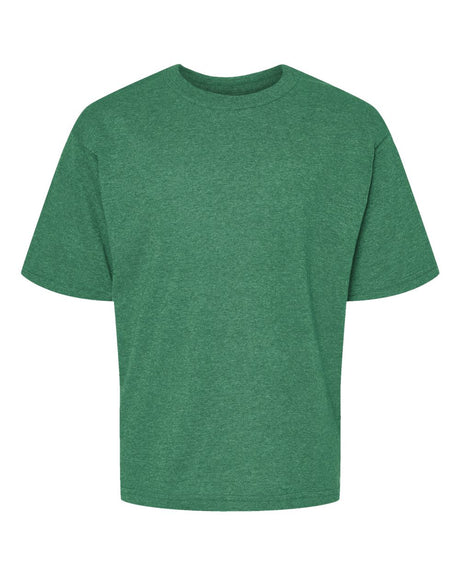 M&O Youth Gold Soft Touch T-Shirt. 4850 - Heather Kelly Green