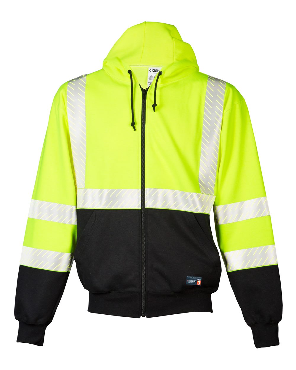 Kishigo Unisex FR Full-Zip Hooded Sweatshirt. F507 - Lime