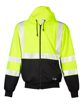 Kishigo Unisex FR Full-Zip Hooded Sweatshirt. F507 - Lime