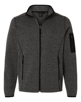 North End Men's Jasper Jacquard Full-Zip Fleece Jacket. NE730 - Black/ Grey