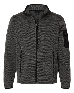 North End Men's Jasper Jacquard Full-Zip Fleece Jacket. NE730 - Black/ Grey
