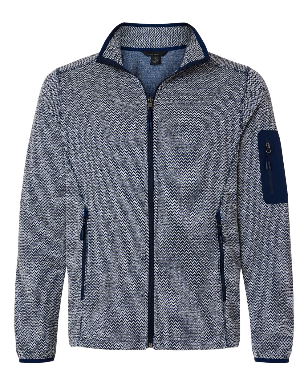 North End Men's Jasper Jacquard Full-Zip Fleece Jacket. NE730 - Classic Navy/ White