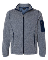North End Men's Jasper Jacquard Full-Zip Fleece Jacket. NE730 - Classic Navy/ White