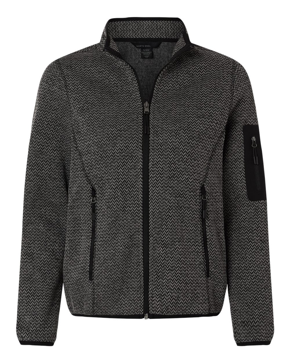 North End Women's Jasper Jacquard Full-Zip Fleece Jacket. NE730W - Black/ Grey