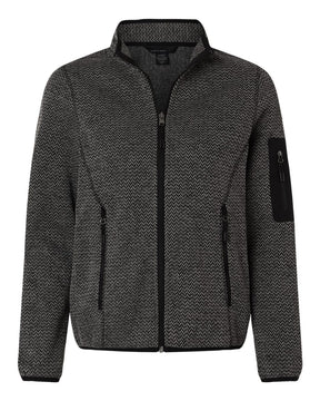 North End Women's Jasper Jacquard Full-Zip Fleece Jacket. NE730W - Black/ Grey