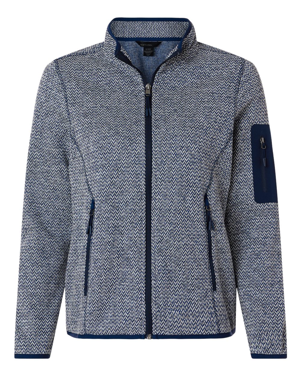 North End Women's Jasper Jacquard Full-Zip Fleece Jacket. NE730W - Classic Navy/ White
