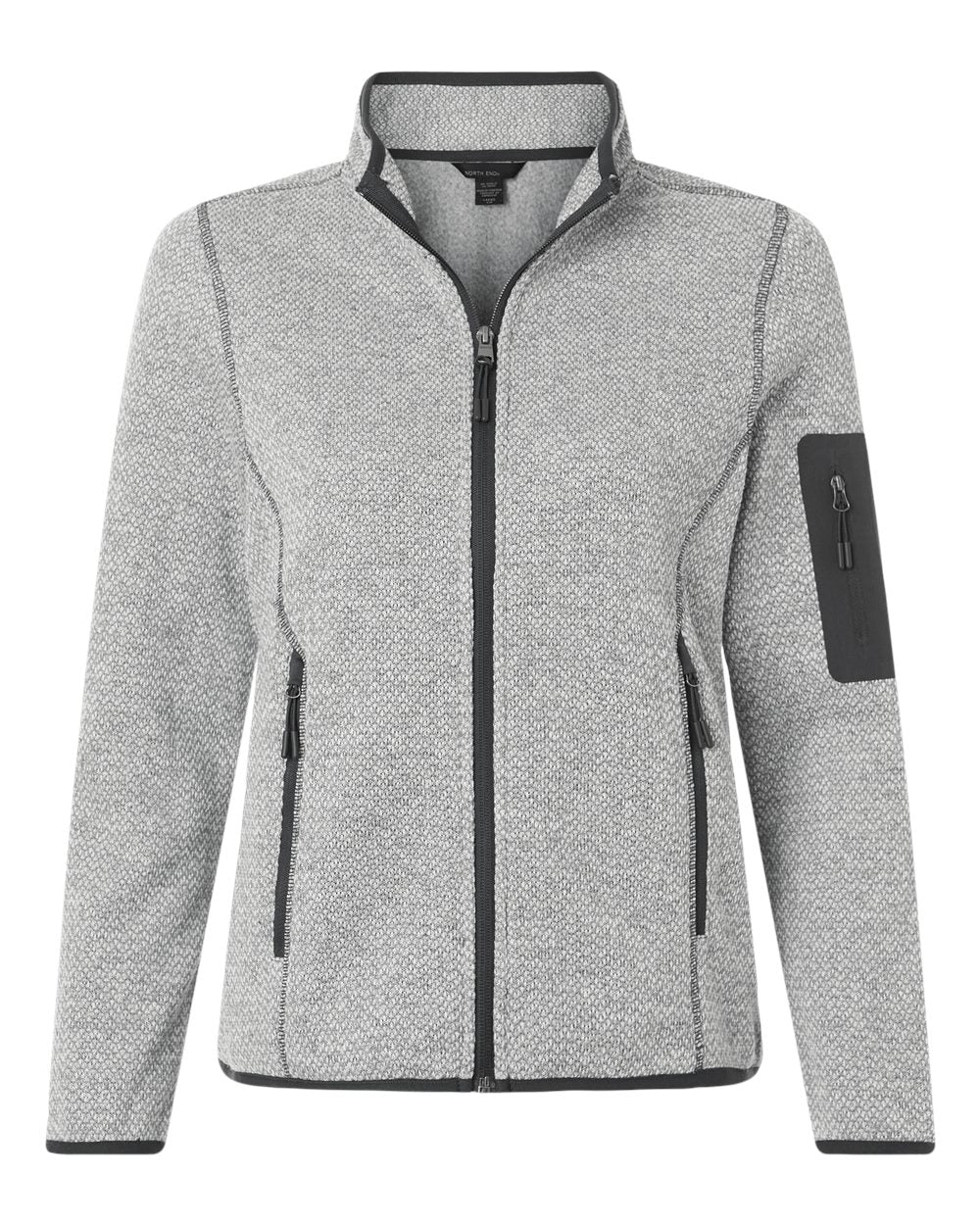 North End Women's Jasper Jacquard Full-Zip Fleece Jacket. NE730W - Grey/ White