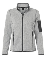North End Women's Jasper Jacquard Full-Zip Fleece Jacket. NE730W - Grey/ White