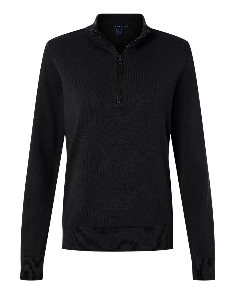 Devon & Jones Women's New Classics Quarter-Zip Sweater. DG446W - Black