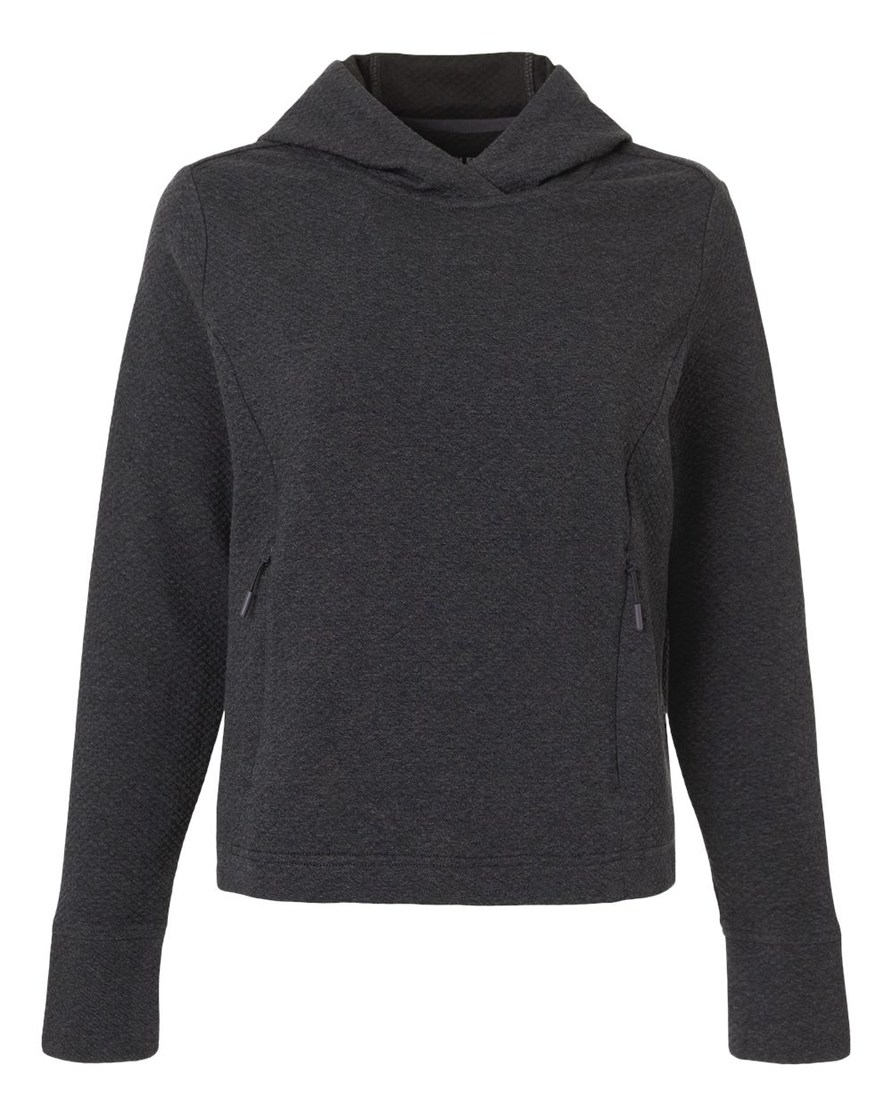 North End Women's Spirit Textured Hooded Pullover. NE729W - Black Heather