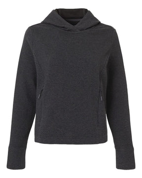 North End Women's Spirit Textured Hooded Pullover. NE729W - Black Heather