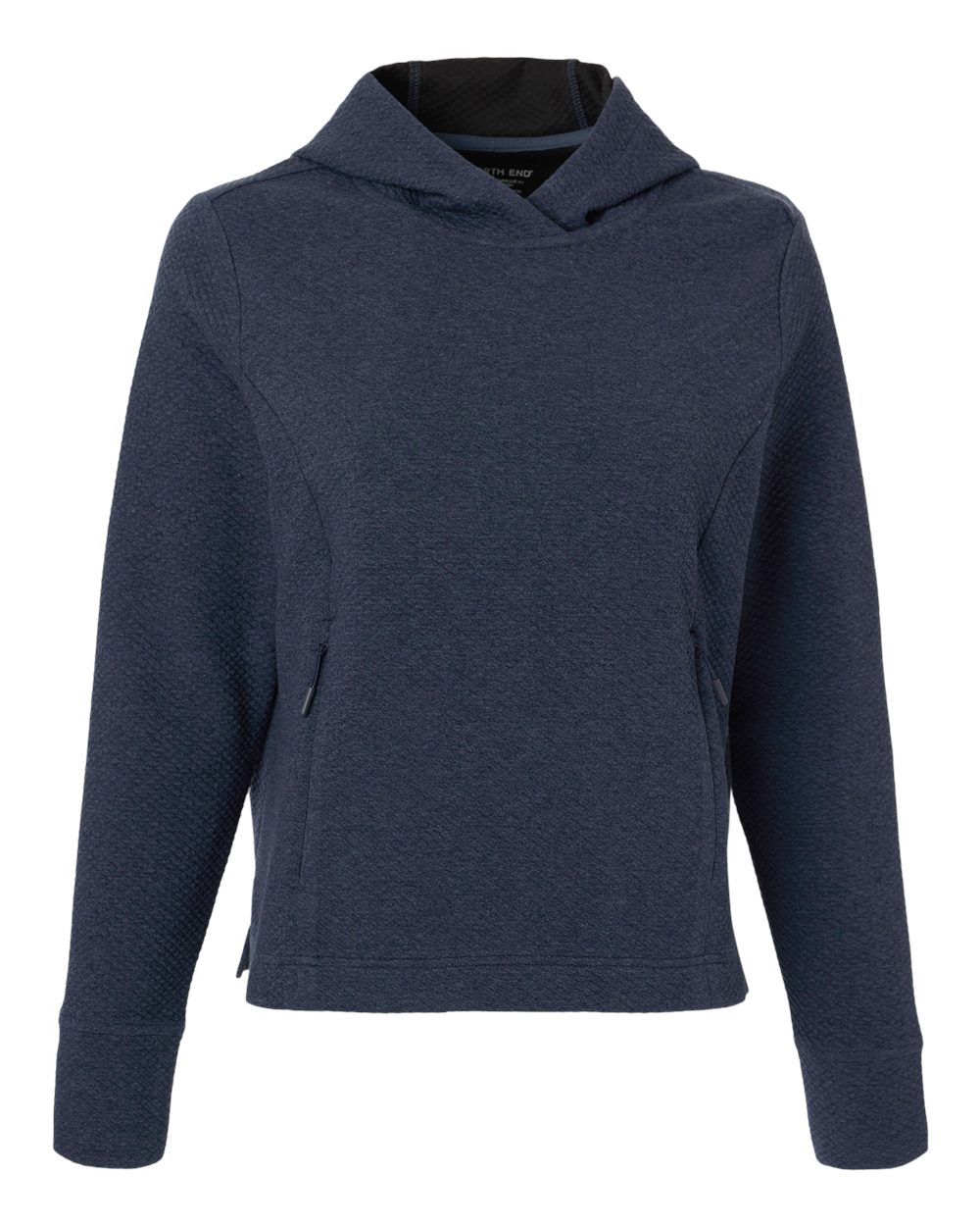North End Women's Spirit Textured Hooded Pullover. NE729W - Classic Navy Heather