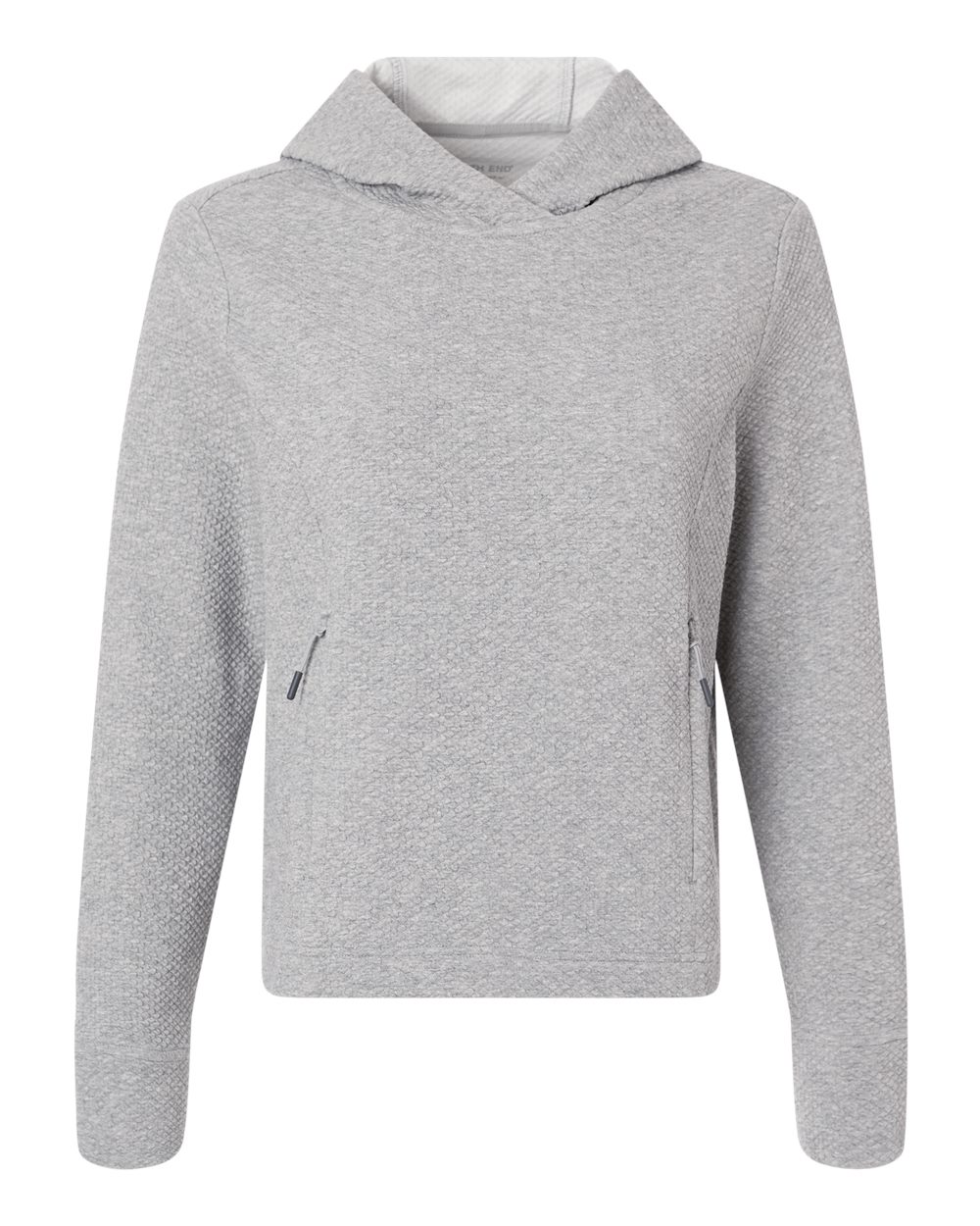 North End Women's Spirit Textured Hooded Pullover. NE729W - Platinum Heather