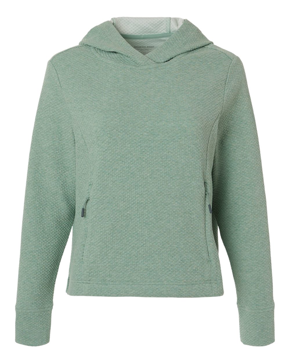 North End Women's Spirit Textured Hooded Pullover. NE729W - Sage Green Heather