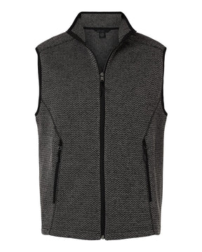 North End Men's Jasper Jacquard Fleece Vest. NE731 - Black/ Grey
