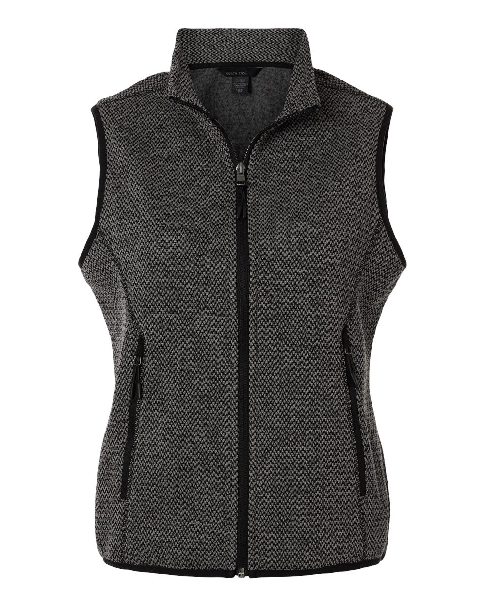 North End Women's Jasper Jacquard Fleece Vest. NE731W - Black/ Grey