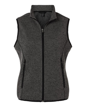 North End Women's Jasper Jacquard Fleece Vest. NE731W - Black/ Grey