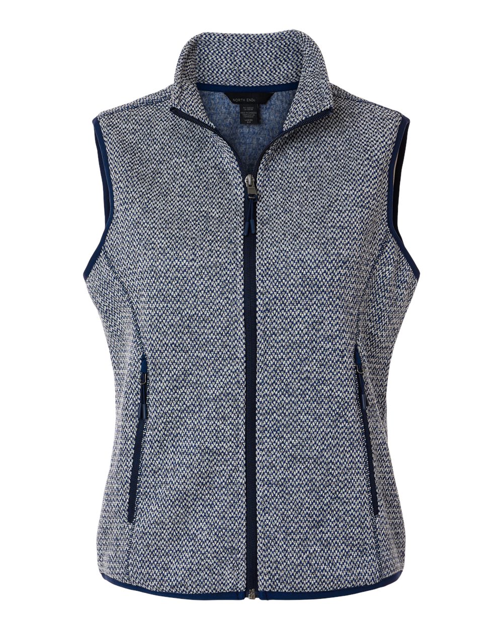 North End Women's Jasper Jacquard Fleece Vest. NE731W - Classic Navy/ White