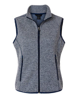 North End Women's Jasper Jacquard Fleece Vest. NE731W - Classic Navy/ White