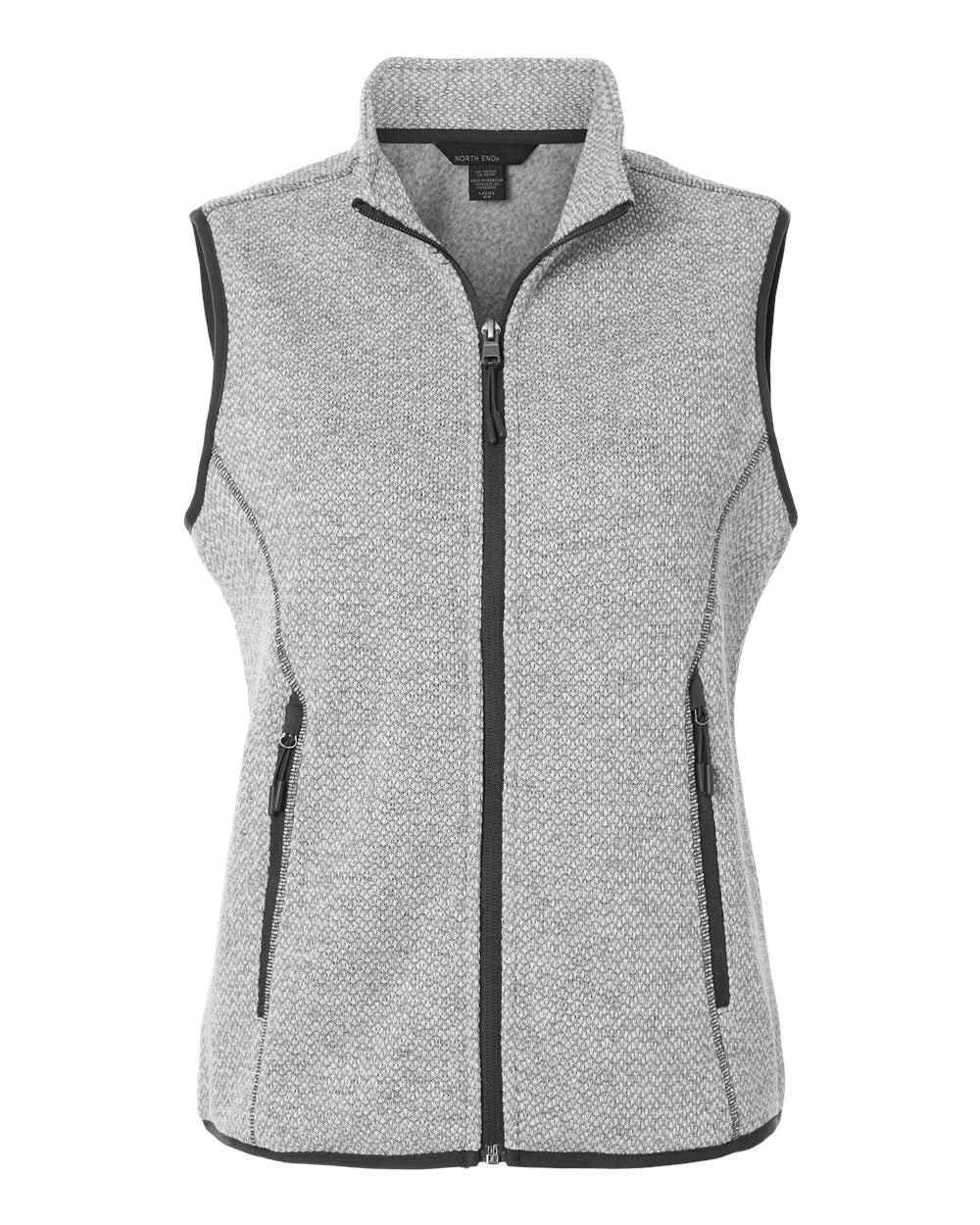 North End Women's Jasper Jacquard Fleece Vest. NE731W - Grey/ White