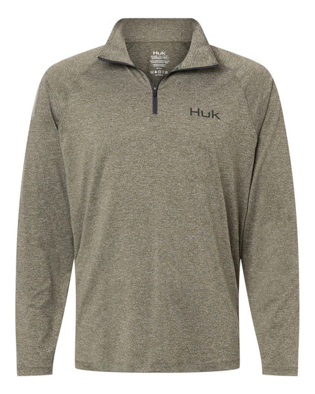HUK Men's Airweight Heather Quarter-Zip Pullover. H1200715 - Heather Moss