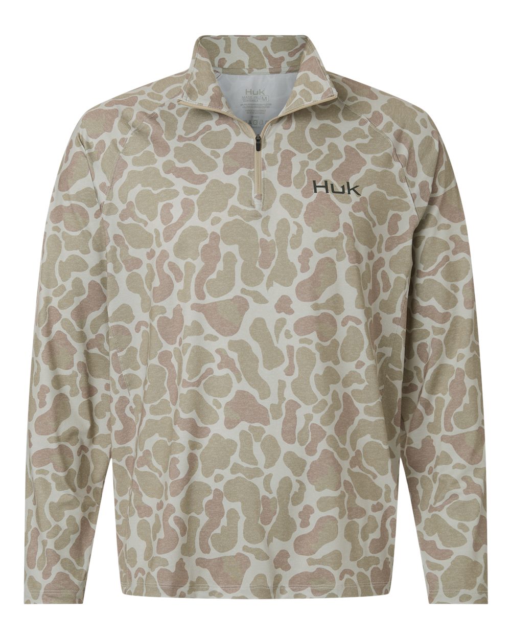 HUK Men's Airweight KC Printed Quarter-Zip Pullover. H1200720 - Sand