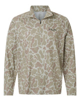 HUK Men's Airweight KC Printed Quarter-Zip Pullover. H1200720 - Sand