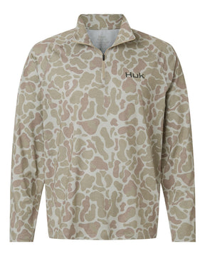 HUK Men's Airweight KC Printed Quarter-Zip Pullover. H1200720 - Sand