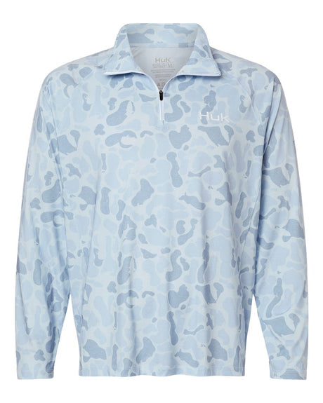 HUK Men's Airweight KC Printed Quarter-Zip Pullover. H1200720 - Sky