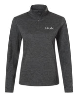 HUK Women's Coldfront+ Quarter-Zip Pullover. H6130024 - Volcanic Ash Heather