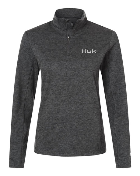 HUK Women's Coldfront+ Quarter-Zip Pullover. H6130024 - Volcanic Ash Heather