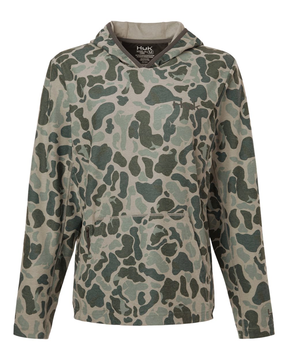 HUK Women's Coldfront+ KC Print Hooded Sweatshirt. H6130037 - Volcanic Ash