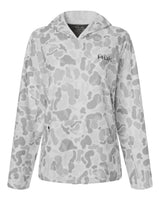 HUK Women's Coldfront+ KC Print Hooded Sweatshirt. H6130037 - White