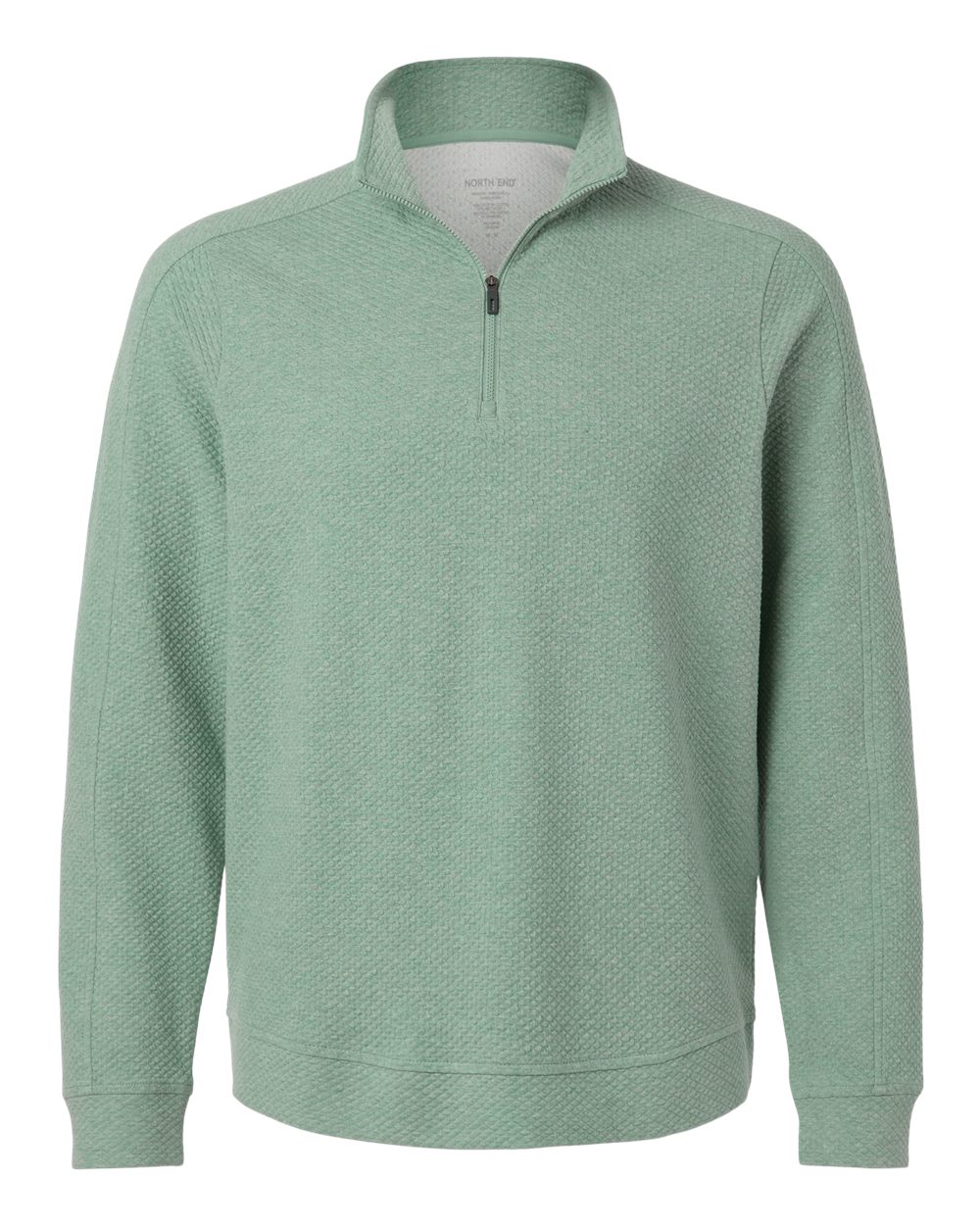 North End Men's Spirit Textured Quarter-Zip Pullover. NE725 - Sage Green Heather