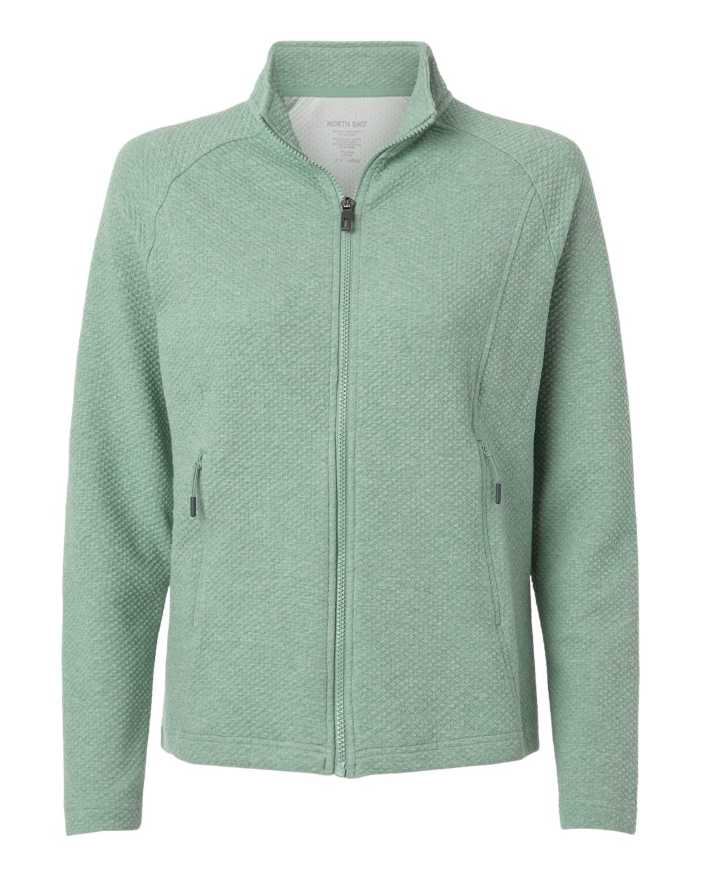North End Women's Spirit Textured Full-Zip. NE727W - Sage Green Heather