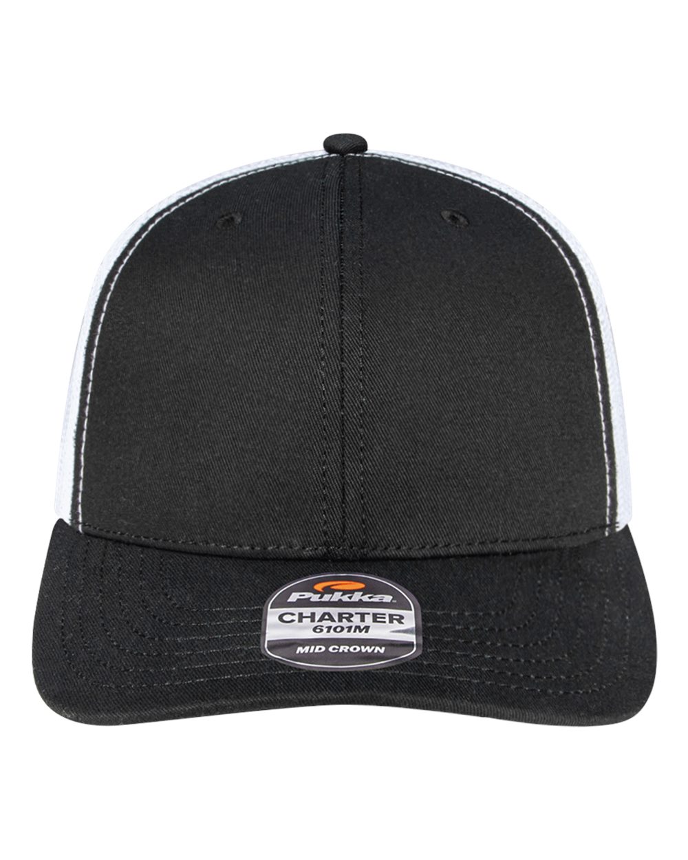 Pukka Charter Six-Panel Cap. 6101M - Black/ White