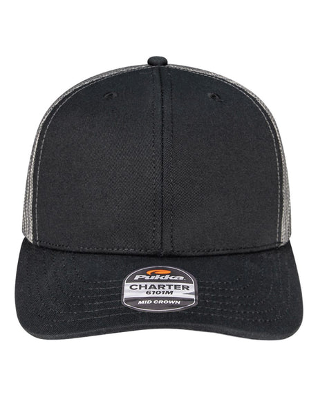 Pukka Charter Six-Panel Cap. 6101M - Black/ Charcoal