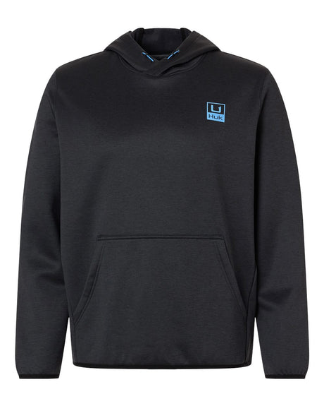 HUK Men's Coldfront+ Performance Hooded Sweatshirt. H130093 - Heather Black