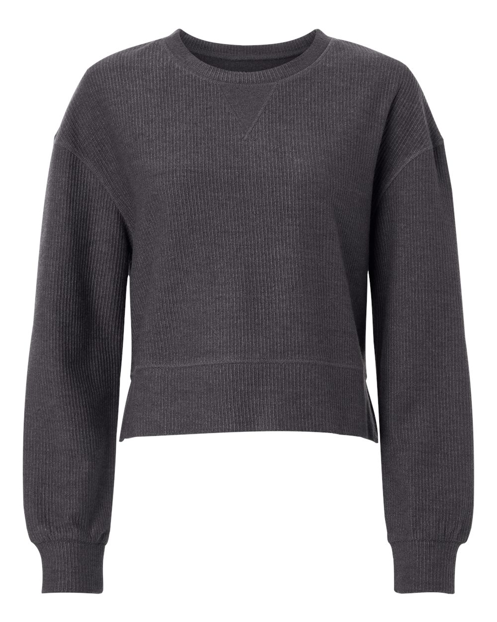 Boxercraft Women's Rib Knit Corded Boxy Crewneck Sweatshirt. BW5102 - Black