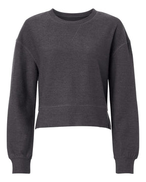 Boxercraft Women's Rib Knit Corded Boxy Crewneck Sweatshirt. BW5102 - Black