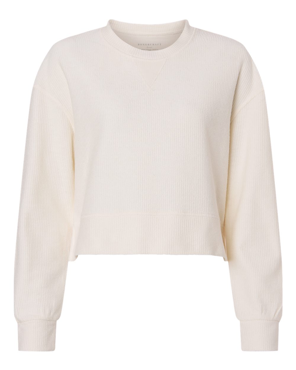 Boxercraft Women's Rib Knit Corded Boxy Crewneck Sweatshirt. BW5102 - Natural